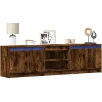 vidaXL Tv-meubel met LED 180x34x50 cm bewerkt hout gerookt eikenkleur