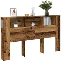 vidaXL Hoofdbordkast 180x18,5x102,5 cm bewerkt hout oud houtkleurig
