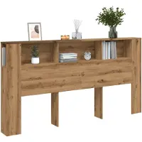 vidaXL Hoofdbordkast 200x18,5x102,5 cm bewerkt hout artisanaal eiken
