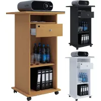 Hioshop Neta kantoor wandkast voor projector 1 lade 2 planken zwart.