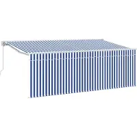 vidaXL Uitschuifbare luifel Blauw en Wit 400 x 200 cm