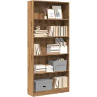 vidaXL Boekenkast 80x24x176 cm bewerkt hout artisanaal eikenkleurig