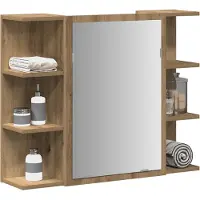 vidaXL Badkamerspiegelkast 80x20,5x64 cm bewerkt hout artisanaal eiken