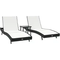 vidaXL Ligstoel 3 pcs Zwart en Wit 197 x 70 x 82 cm poly rattan