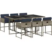 vidaXL 7-delige tuinset met kussens, grijs polyrotan