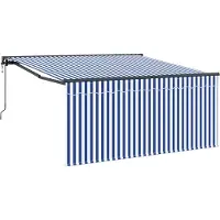 vidaXL Uitschuifbare luifel Blauw en Wit 300 x 250 cm