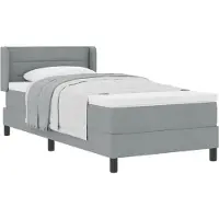 vidaXL Boxspring bed met hoofdeinde Lichtgrijs 190 x 90 cm Stof