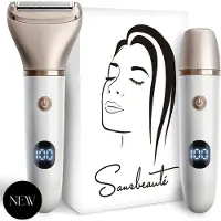 Sansbeauté 2-in-1 Ladyshave met Display - Gezicht - Oksels - Benen - Bikinilijn - - Scheerapparaat Vrouw - Gezichtsontharing Dames - Trimmer Vrouw - Ladyshaves Bikini - USB Oplaadbaar