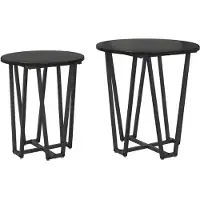 vidaXL Bijzettafelset 2 st Zwart Eiken 50 x 50 x 50,5 cm