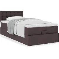 vidaXL Bed met matras 90x200 cm stof donkerbruin