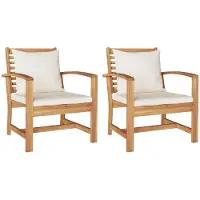 vidaXL Stoel 2 Stuk Bruin en Crème 65 x 60 x 76,5 cm Massief Teakhout