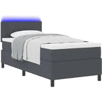 vidaXL LED boxspringbed, donkergrijs en wit, 100 x 200 cm, cordstof