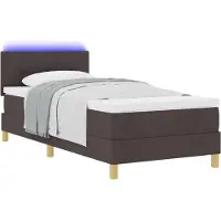 vidaXL LED Box Spring Bed met hoofdeinde Donkerbruin 100 x 200 cm Stof