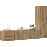 vidaXL Tv-wandkasten 3 st bewerkt hout artisanaal eikenkleurig