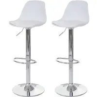 Mendler Set van 2 barkrukken, model HWC-B14, barstoelen/toonbankkrukken, draaibaar, kunstleer, kleur: wit