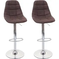 Mendler Set van 2 barkrukken, model HWC-A67, barstoel/kruk voor toonbanken, MVG-gecertificeerd vintage donkerbruin, met stoffen bekleding