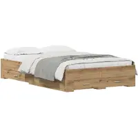 vidaXL Bedframe Artisan Eikenhout, 120 x 200 cm, houtvezel