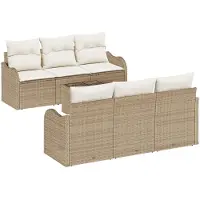 vidaXL Tuinbank Set 7 st Beige poly rattan
