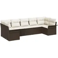 vidaXL Tuinbank Set 7 st Bruin poly rattan