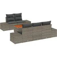 vidaXL Tuinbank Set 6 st Grijs poly rattan