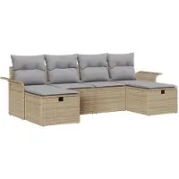 vidaXL Tuinbank Set 6 st Beige en Lichtgrijs poly rattan