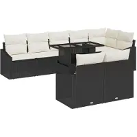 vidaXL Tuinbank Set 9 st Zwart en Crème poly rattan