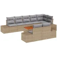vidaXL Tuinbank Set 9 st Beige poly rattan