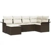 vidaXL Tuinbank Set 6 st Bruin poly rattan
