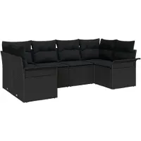 vidaXL Tuinbank Set 6 st Zwart poly rattan