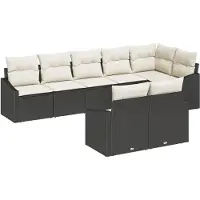 vidaXL Tuinbank Set 8 st Zwart en Wit poly rattan