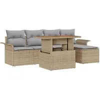 vidaXL Tuinbank Set 6 st beige en lichtgrijs
