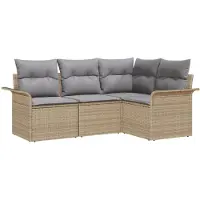 vidaXL Tuinbank Set 4 st Beige poly rattan