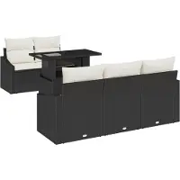 vidaXL Tuinbank Set 6 st Zwart en Crème poly rattan