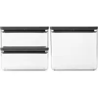 Brabantia Tasty+ Voorraadbussen - Stapelbaar - 1,5 + 1,5 + 3,5 l - Dark Grey