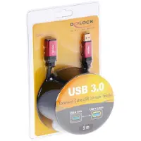 DeLOCK USB naar USB verlengkabel - USB3.0 - tot 2A / zwart - 5 meter