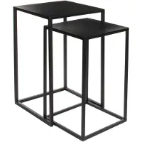 Mica Decorations 2x Bijzettafels/plantenstandaards Goa 35 x 35 x 55 cm - Zwarte metalen plantenhouder/plantentafel - Woonaccessoires