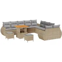 vidaXL Tuinbank Set 13 st 13-Aantal zitplaatsen beige en lichtgrijs