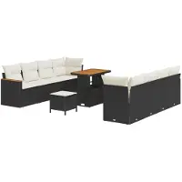 vidaXL Tuinbank Set 12 st 10-Aantal zitplaatsen Zwart poly rattan