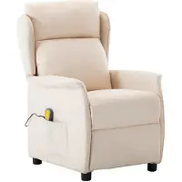 vidaXL Massagestoel met kussen Crème 93.5 x 67.5 x 101.5 cm Stof