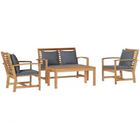 vidaXL Tuinbank Set 4 st Naturel Massief Teakhout