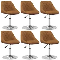 vidaXL Eetkamerstoelen draaibaar 6 st fluweel bruin