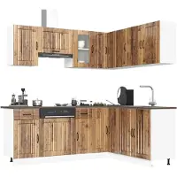 vidaXL 11-delige Keukenkastenset Kalmar bewerkt hout oud houtkleurig