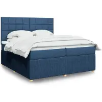 vidaXL Boxspring met matras stof blauw 200x200 cm