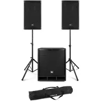 Power Dynamics Combo1800 set met statieven - 2.1 actieve speaker set met Bluetooth - 1800W
