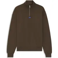 HUGO Sweatshirt van katoenen badstof met ritskraag Maat S