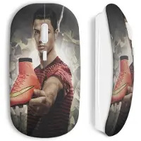 MANIACASE Draadloze Muis - Cristiano Ronaldo - Voetbal - Wit - Compatibel met Mac en PC - USB