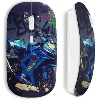 MANIACASE Draadloze muis - - Moto Suzuki - Blauwe kleur - Compatibel met Mac en PC - USB wifi