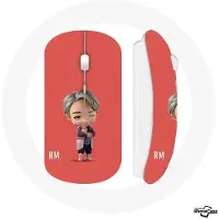 MANIACASE Draadloze Muis - BTS - TinyTAN Animatie RM - Rood - Inclusief wifi USB-stick - Compatibel met Mac en PC