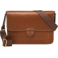 Fossil Leren Business tas Lennox Messenger Medium Brown Bruine