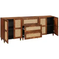 vidaXL Dressoir Set 3 st 180 x 33 x 75 cm Massief Mango Hout Bruin